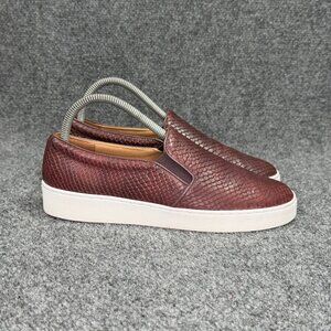 Vionic Midi Sneakers Women's 7.5 Maroon Snake Print Slip On Casual Loafer Shoes